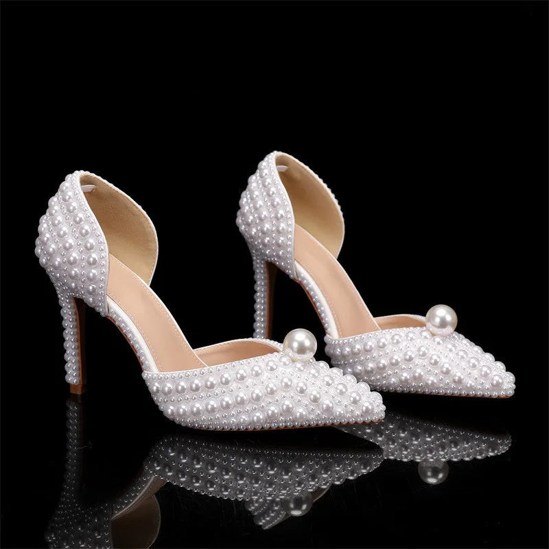Escarpins Femme Luxe Perles Intégrales — Bout Pointu, Talon Fin, Mariage & Prom