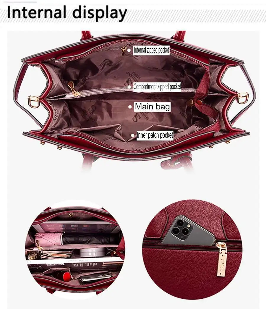 Sac à Main Femme Cuir PU — Satchel Élégant Grande Marque, Bandoulière Épaule
