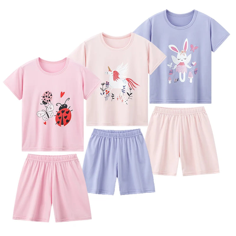 Ensemble 2 pièces enfant mixte – T-shirt manches courtes & short imprimé animaux, été 4-6 ans