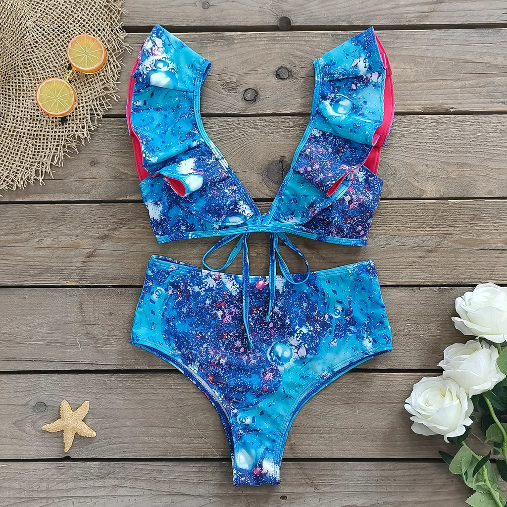 Bikini Taille Haute Bandage Floral 2026 — Volanté, Push Up, Bretelles Brésilien