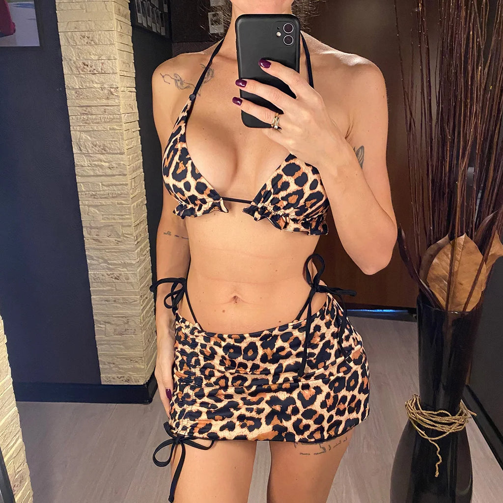 Bikini Léopard Réversible 2 Faces — 3 Pièces XS-XL, Maillot de Bain Femme
