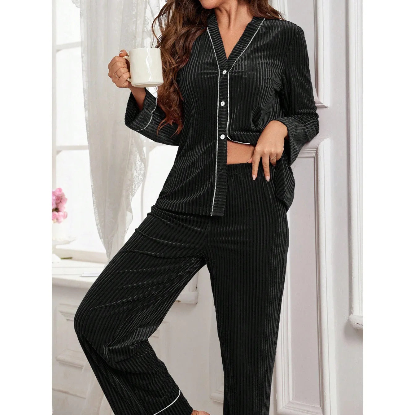 Nuisette Femme Pyjama Hiver — Tenue d'Intérieur Confortable, Ensemble Maison