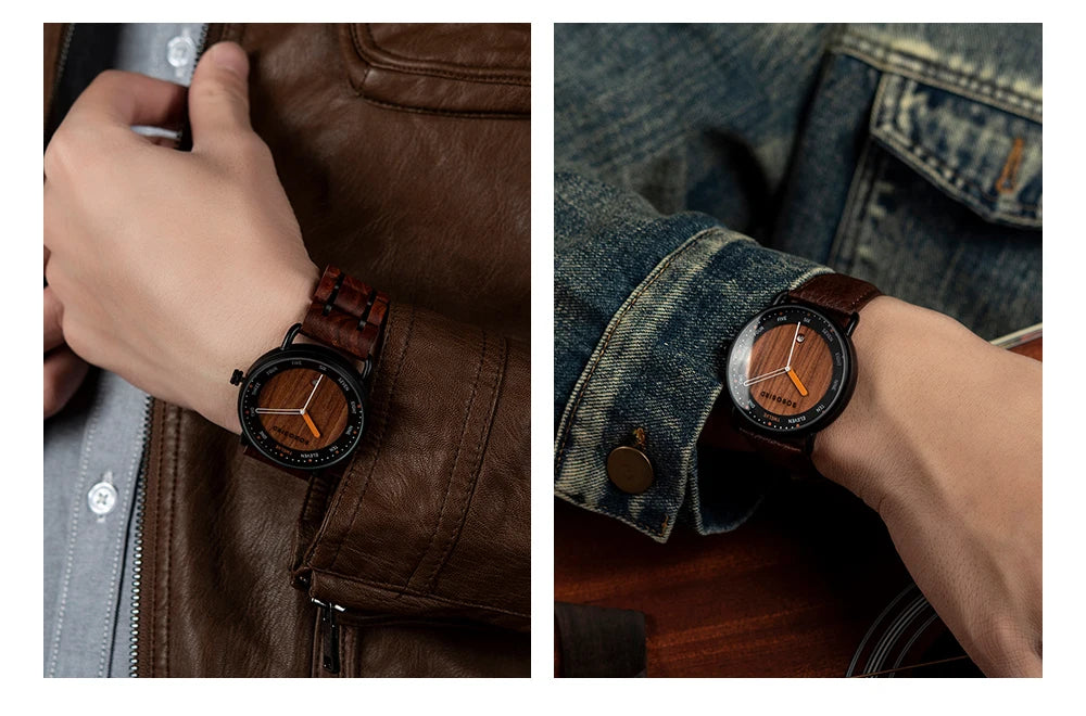 BOBO BIRD Montre Homme Bois Quartz — Casual, Cadeau Unique, Livraison Directe