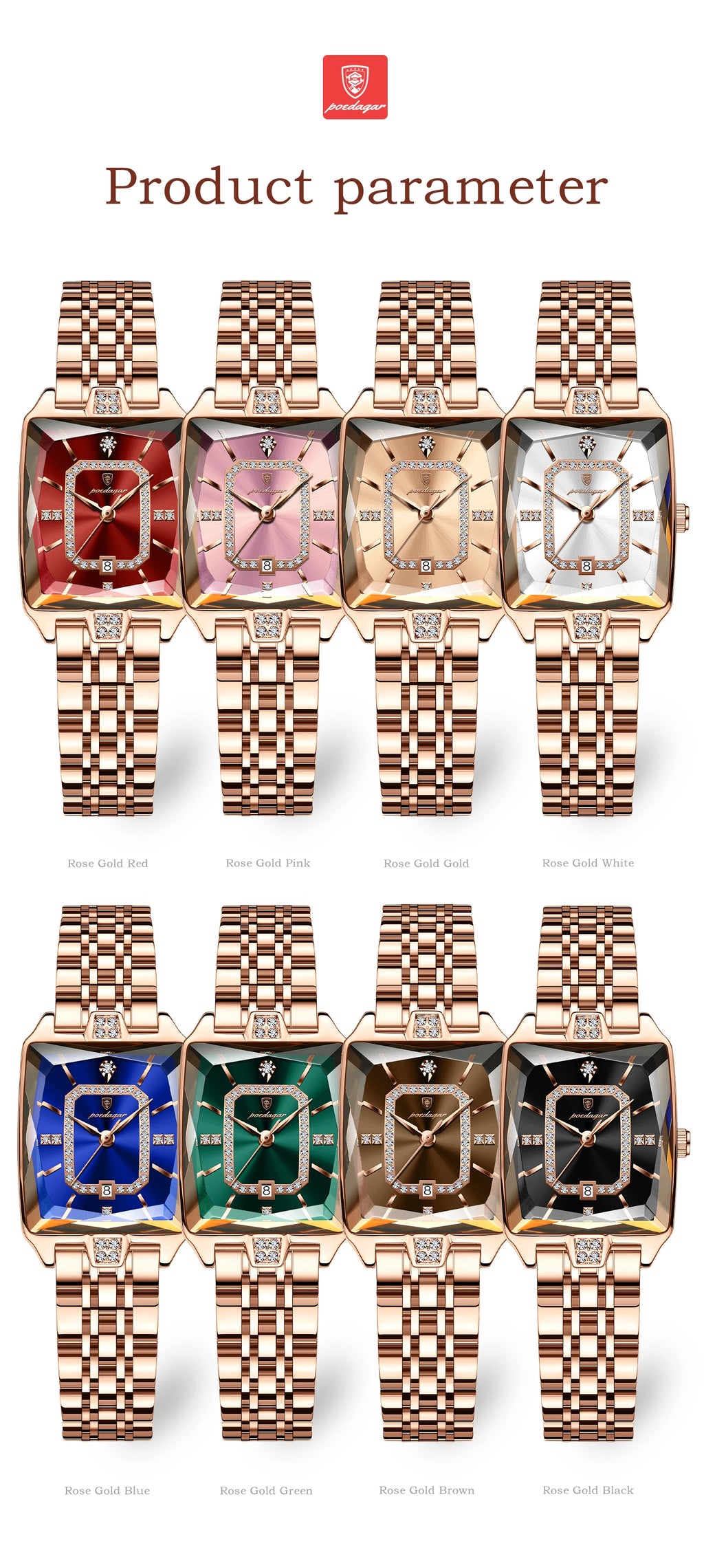 Montre Femme POEDAGAR Luxe Quartz — Acier Inoxydable, Étanche, Date, Fashion