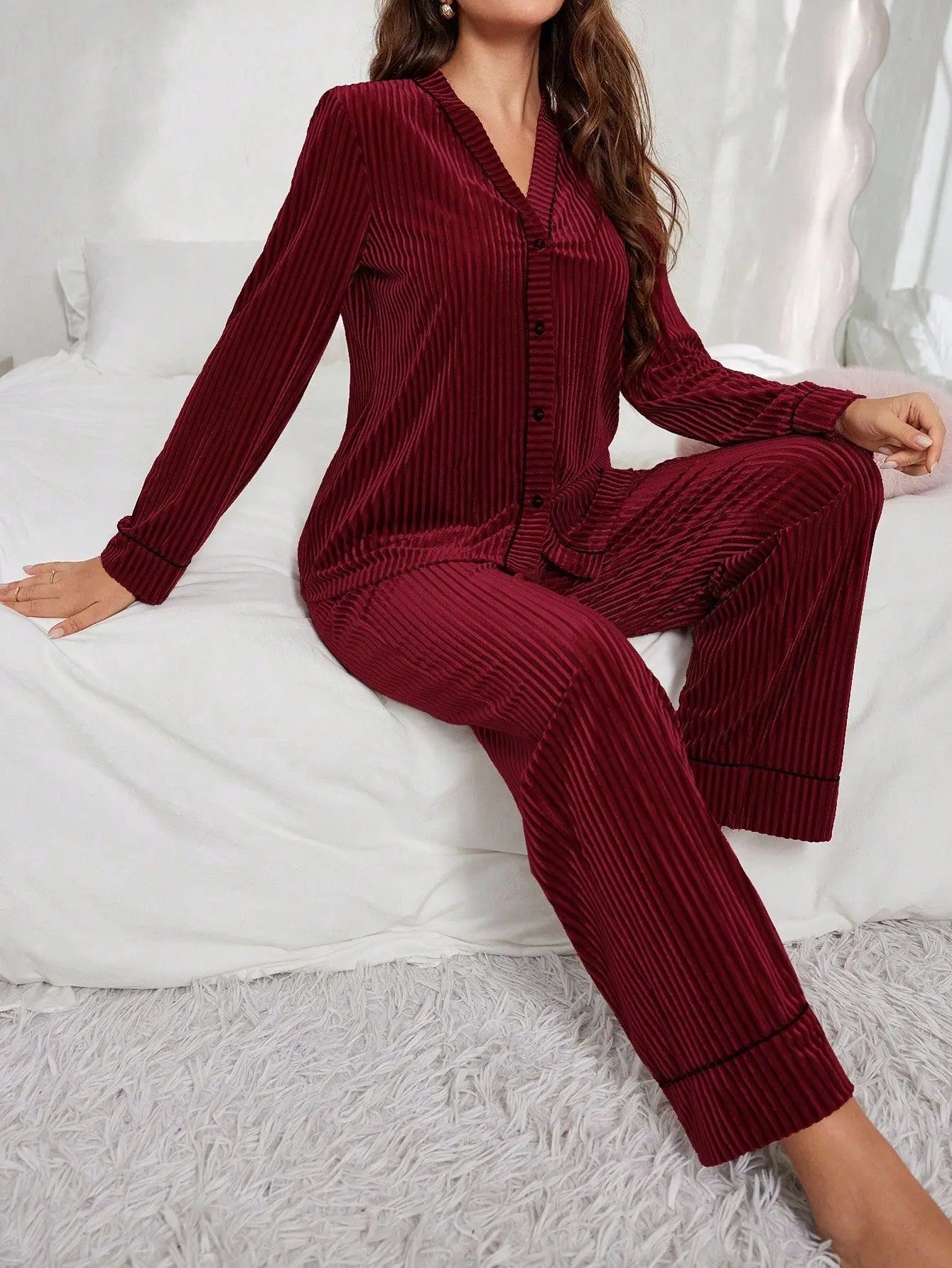 Nuisette Femme Pyjama Hiver — Tenue d'Intérieur Confortable, Ensemble Maison