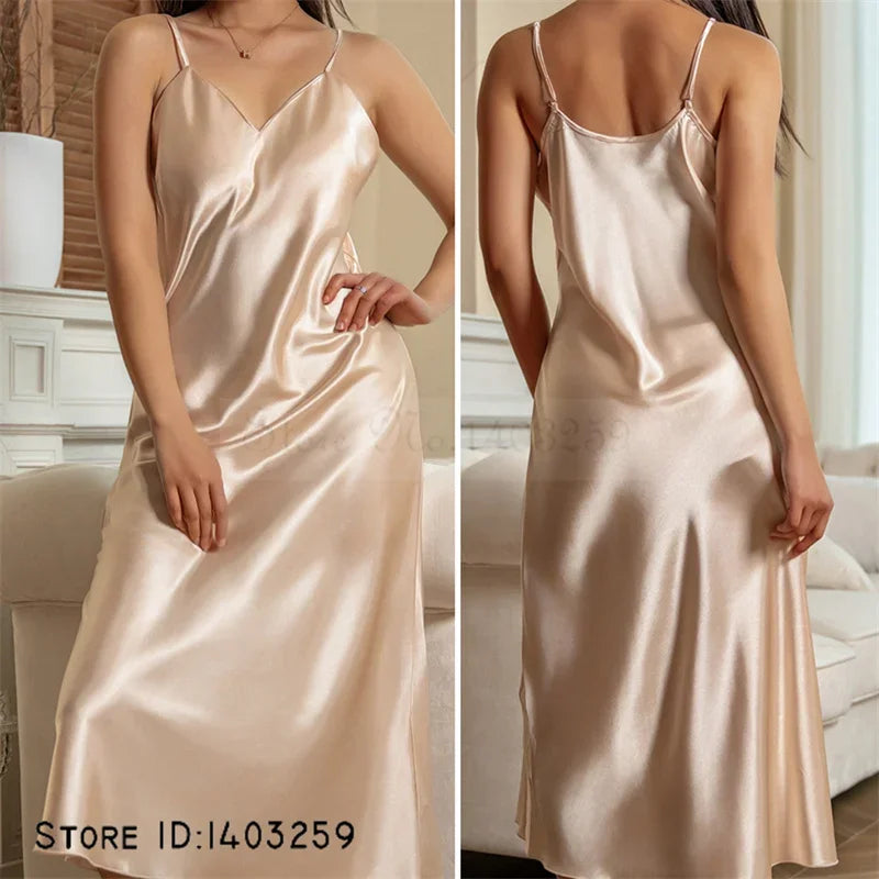 Nuisette Longue Femme Bretelles Satin — Lingerie Intime, Lounge Été