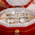 Huitan Bague Femme Bicolore Vintage — Zircon Cubique Luxe, Tendance 2022