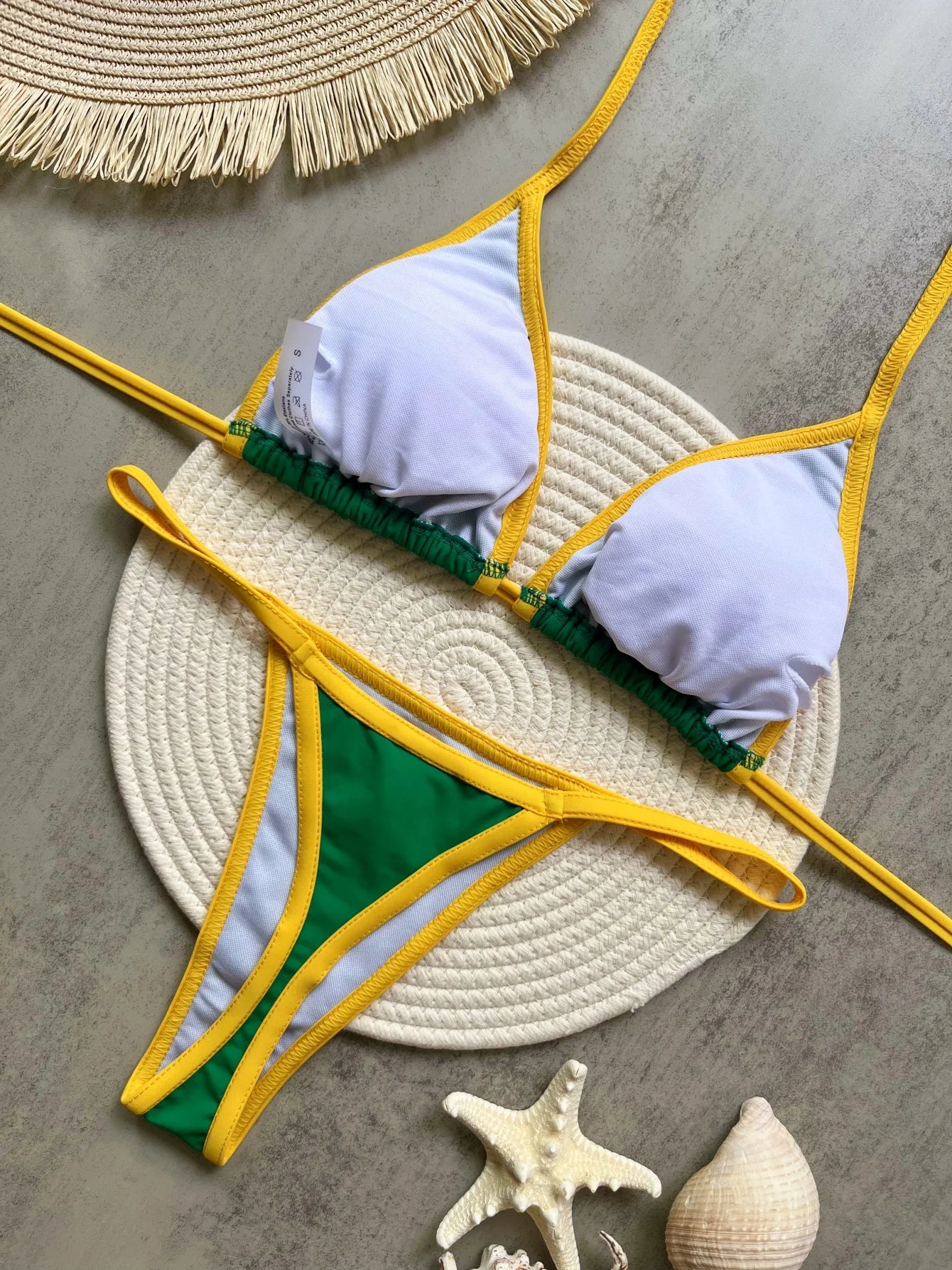Bikini Brésilien Broderie Femme RUOTONSEPT — Drapeau Brésil, Deux Pièces, Maillot de Bain Été