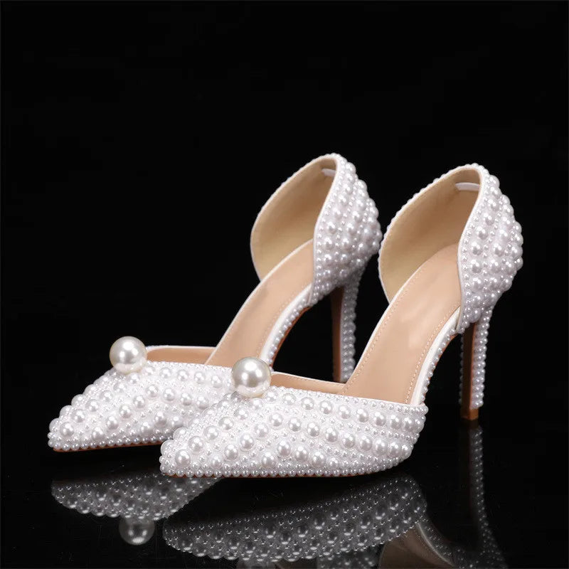 Escarpins Femme Luxe Perles Intégrales — Bout Pointu, Talon Fin, Mariage & Prom