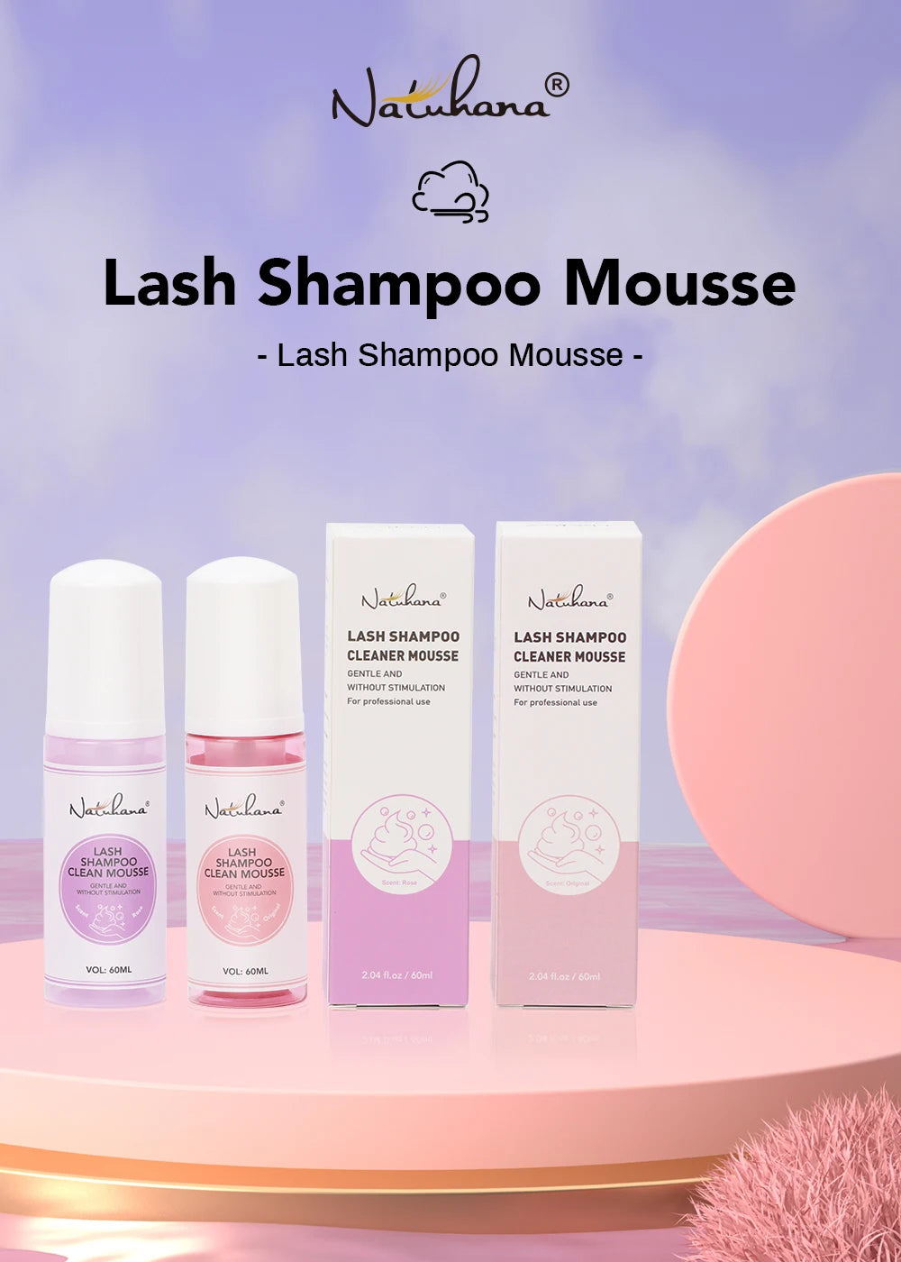 Shampooing Mousse Extensions Cils Natuhana 60ml — Nettoyant Cils Sans Stimulation