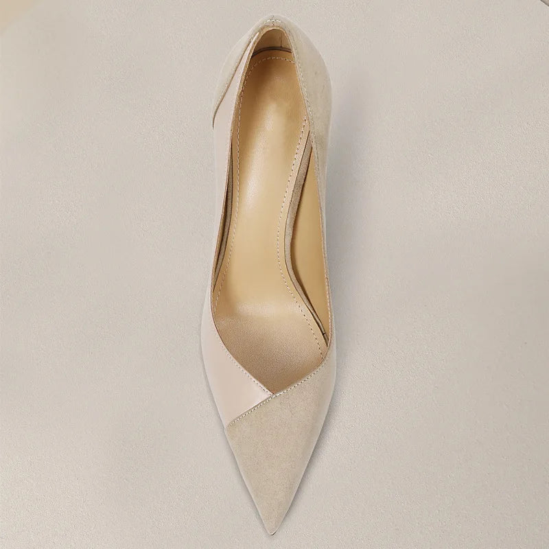 Escarpins Talon Fin Femme Style Français — Bout Pointu, Color Block, Reine Chic