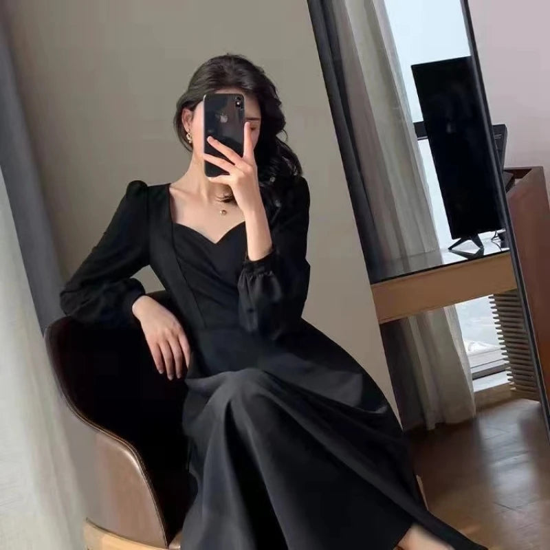 Robe Soirée Manches Bouffantes Taille Haute — Élégante, Mariage & Nouvel An Femme