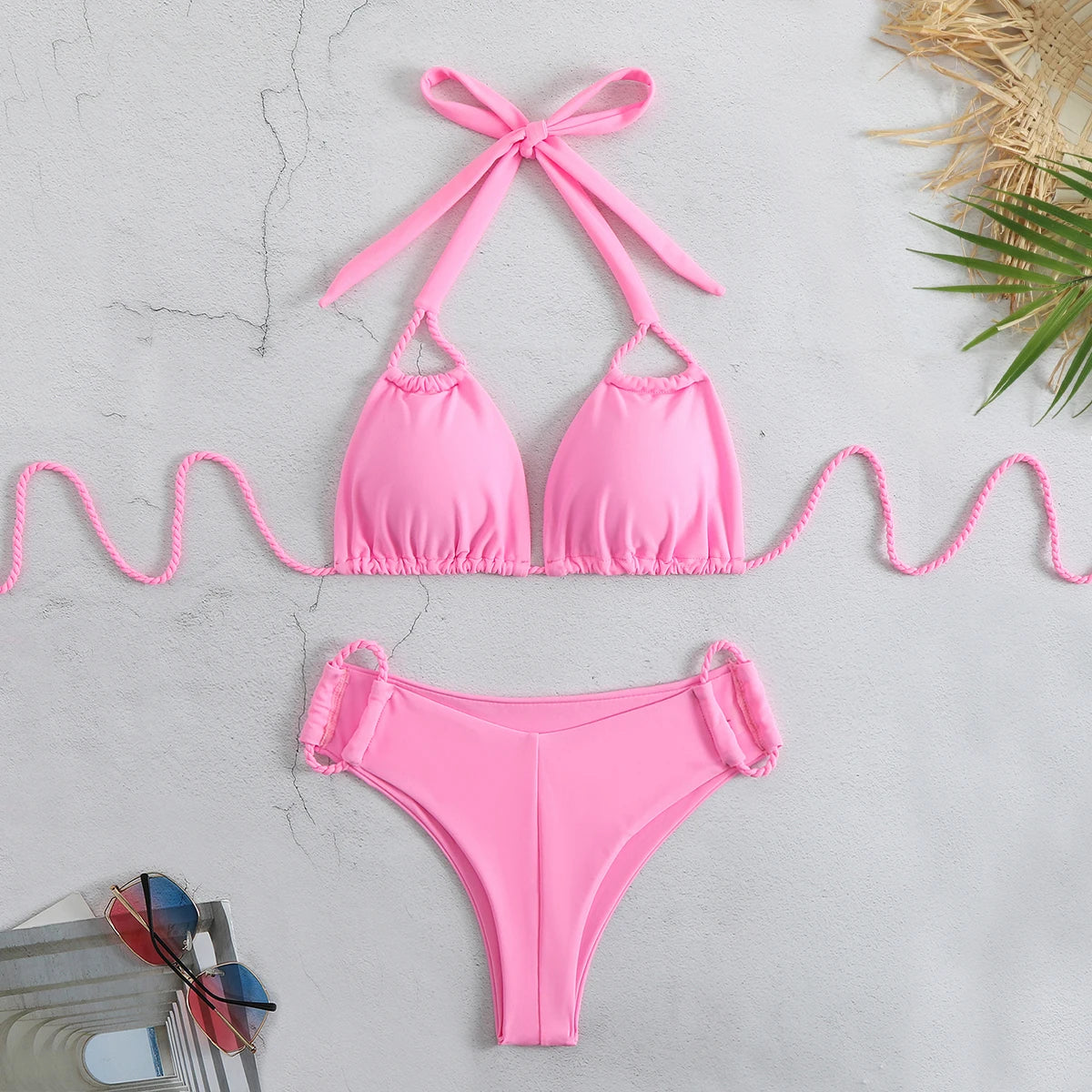 Bikini Brésilien Femme Taille Basse Imprimé — Push-Up, Maillot de Bain Sexy