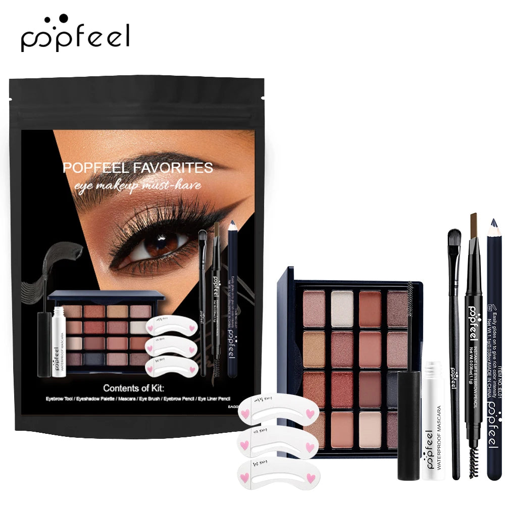 Kit Maquillage Yeux POPFEEL — Palette Fard à Paupières, Mascara, Eyeliner