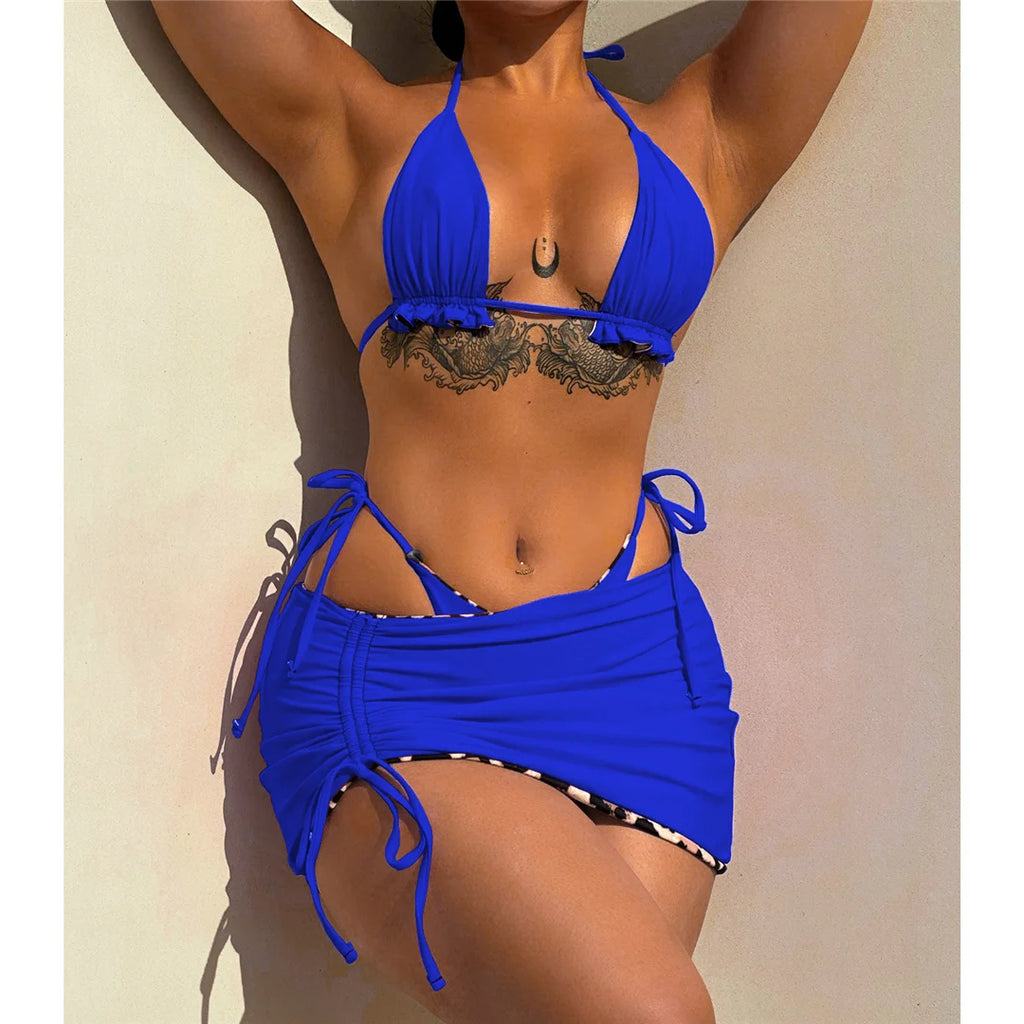 Bikini Léopard Réversible 2 Faces — 3 Pièces XS-XL, Maillot de Bain Femme