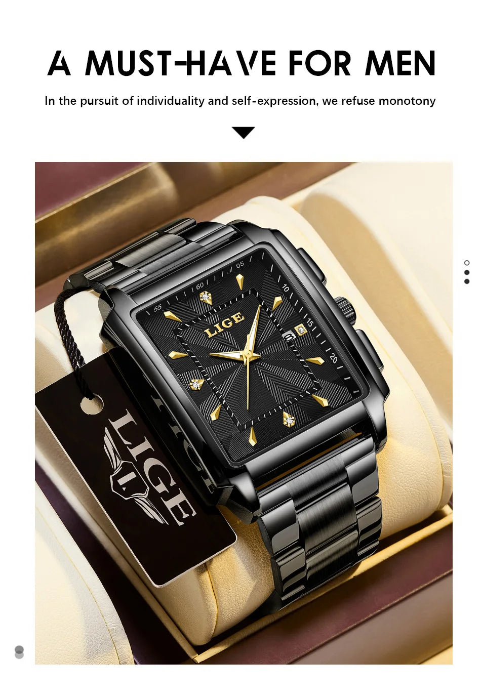 LIGE Montre Homme Business Chronographe — Acier Inoxydable, Étanche, Élégante