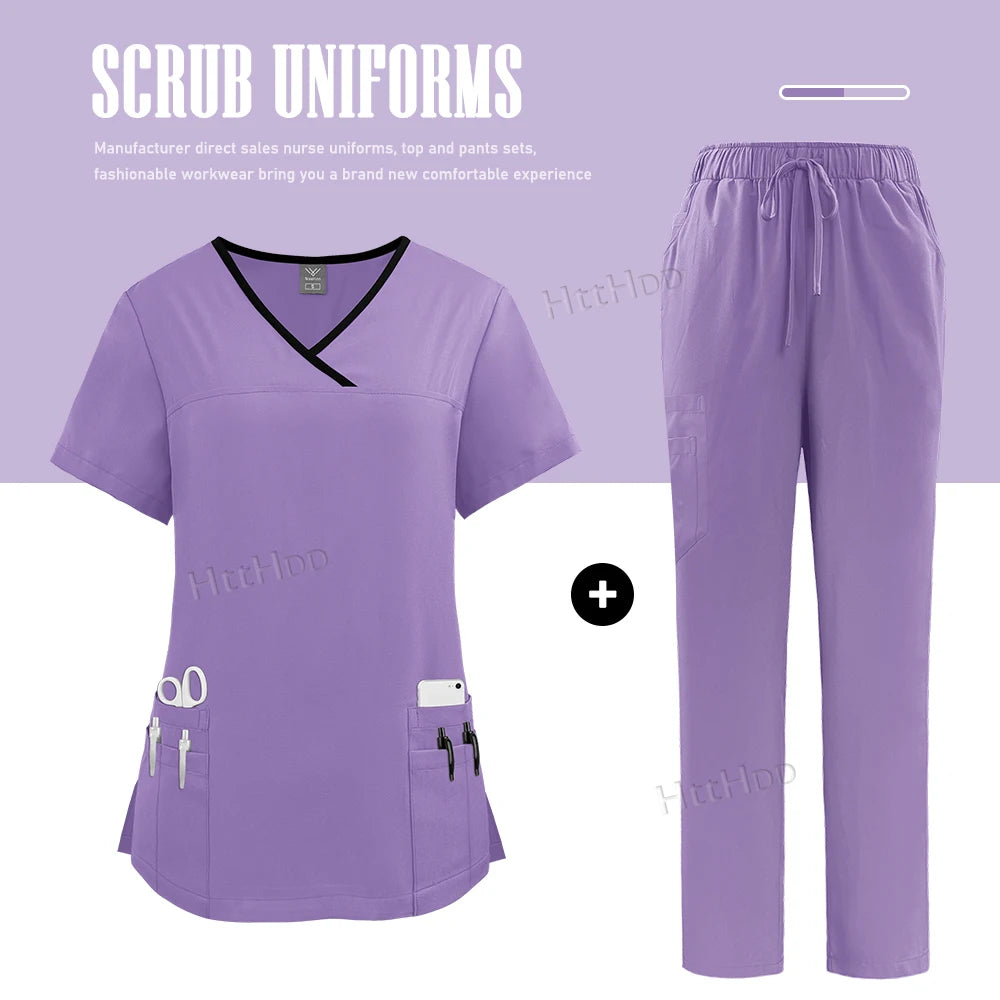 Tenue Médicale Femme — Blouse + Pantalon Infirmière, SPA, Dentaire, Chirurgicale