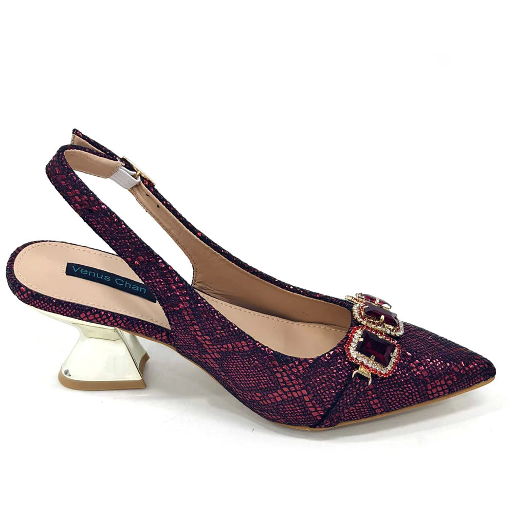 Ensemble Chaussures & Sac Femme Venus Chan Vert Strass — Talon Haut, Soirée Luxe