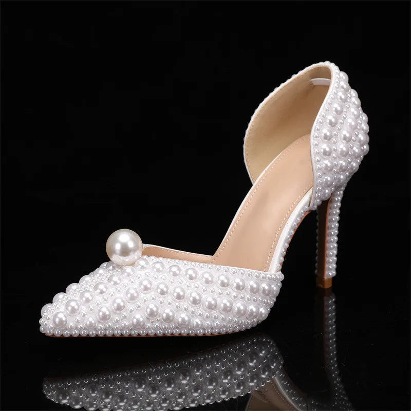 Escarpins Femme Luxe Perles Intégrales — Bout Pointu, Talon Fin, Mariage & Prom