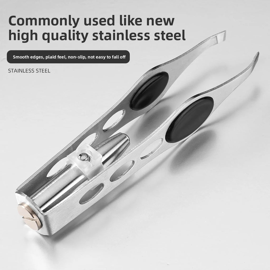 Pince à Sourcils LED Portable Acier Inoxydable — Design Intelligent Bouton