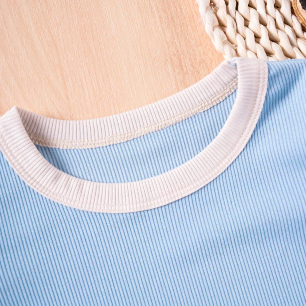 Ensemble 2 pièces bébé mixte – T-shirt uni manches courtes & short coton, 6 mois-5 ans