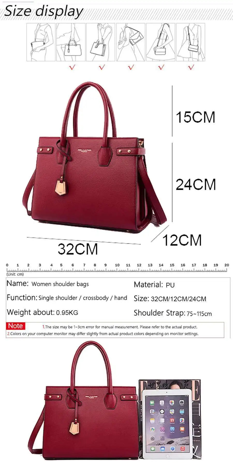 Sac à Main Femme Cuir PU — Satchel Élégant Grande Marque, Bandoulière Épaule