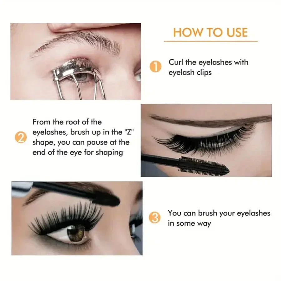 Mascara 4D Waterproof Longue Tenue Courbe Volume — Cils Denses et Allongeants