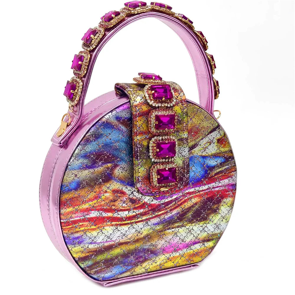 Ensemble Chaussures & Sac Femme Venus Chan Vert Strass — Talon Haut, Soirée Luxe