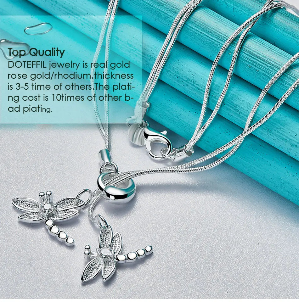 DOTEFFIL Collier Pendentif Libellule Argent 925 — Chaîne Serpent, Mariage & Fiçailles