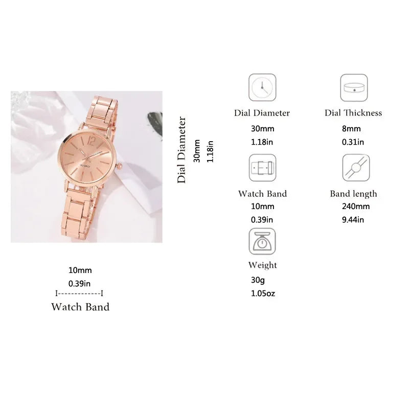Coffret 2 Montres Femme Luxe — Cadran Simple Creux, Bracelet Or, Quartz Étudiante