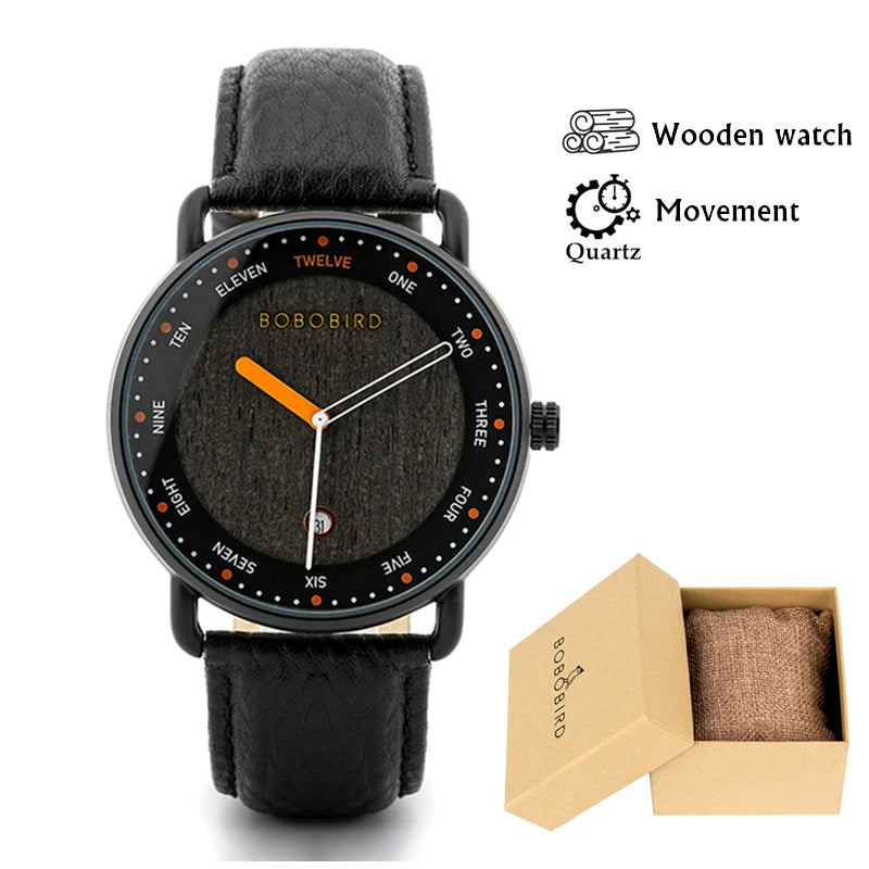 BOBO BIRD Montre Homme Bois Quartz — Casual, Cadeau Unique, Livraison Directe