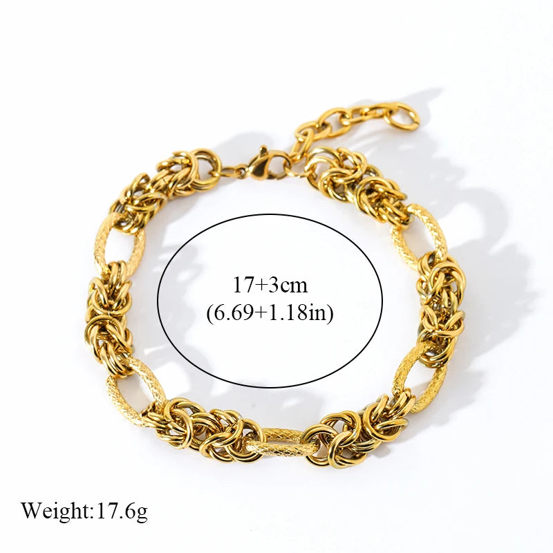 Bracelet Jonc Acier Inoxydable 316L Doré Femme — Chaîne Poignet Tendance Waterproof