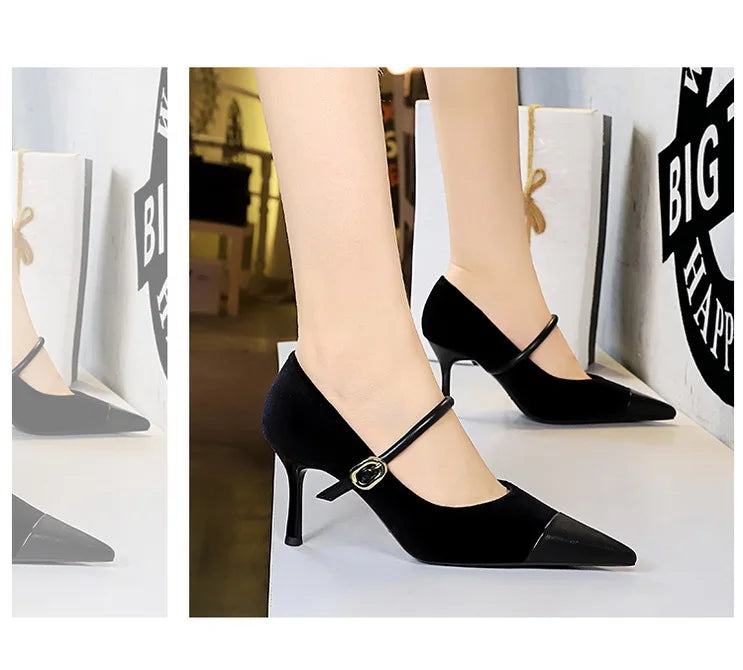 Escarpins Femme Bout Pointu Stiletto BIGTREE — Suède, 7cm 10cm, Grande Taille 43