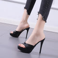 Mules Femme Talon Haut 12cm Plateforme — Sexy, Soirée Club, Talon Fin Noir