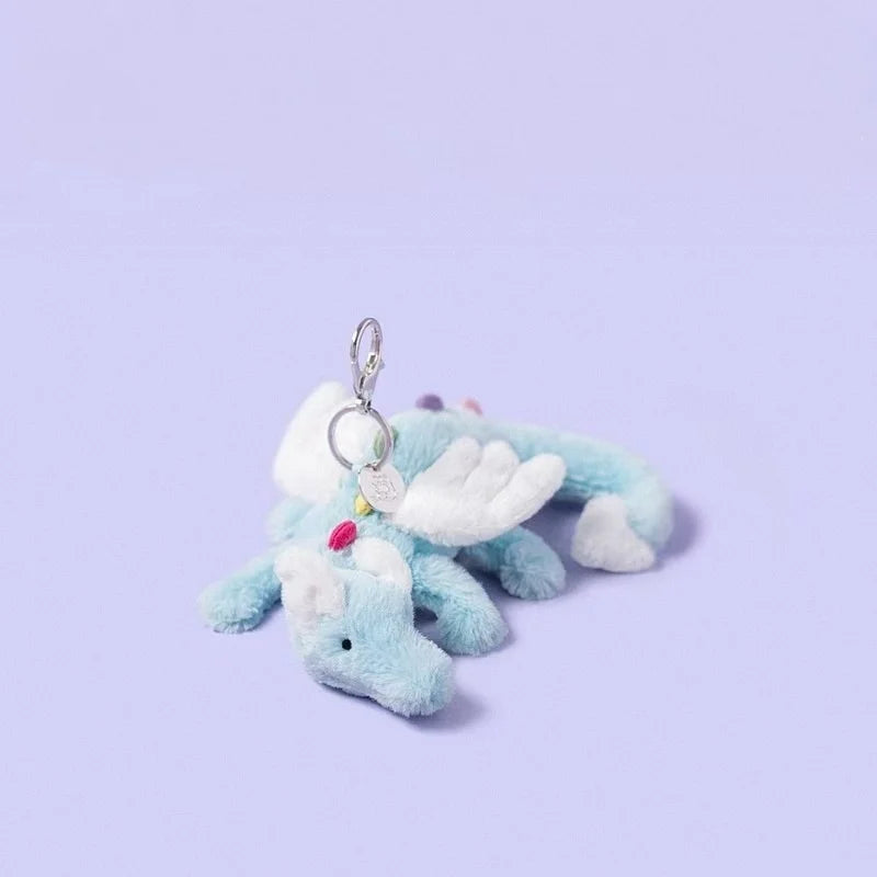 Porte-clés Peluche Dragon JC Sky — Dragon Blanc, Violet, Bleu ou Rose, Cadeau Fille