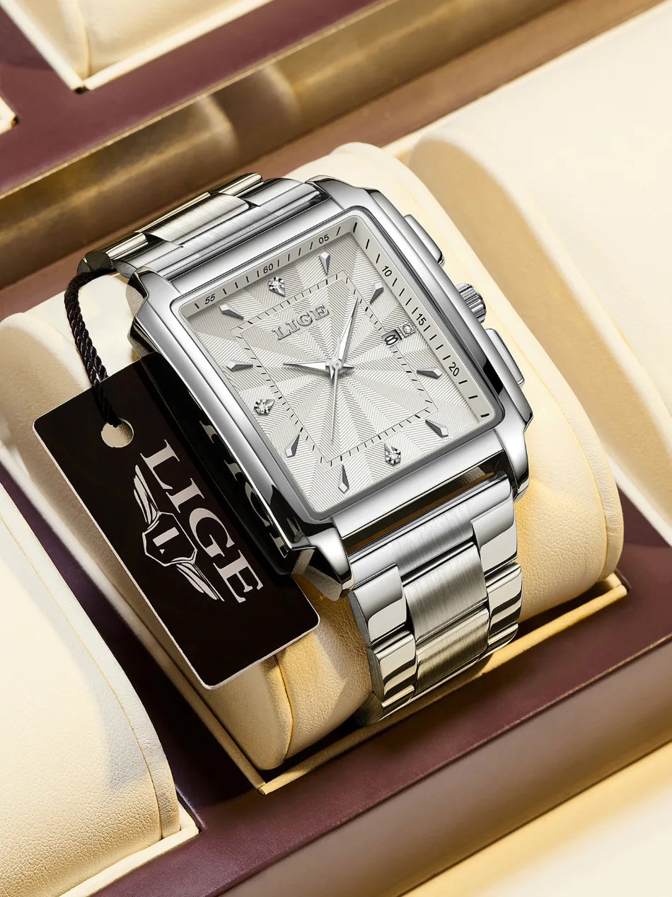 LIGE Montre Homme Business Chronographe — Acier Inoxydable, Étanche, Élégante