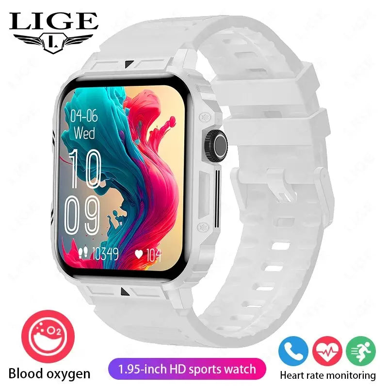 ساعة ذكية LIGE للرجال والنساء 1.95 بوصة — مقاومة للماء IP68، رياضية للياقة البدنية، مكالمات بلوتوث