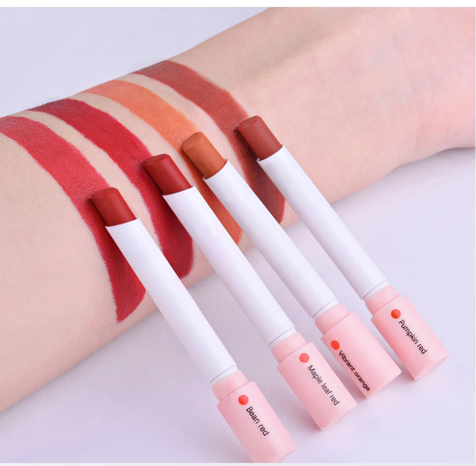 Kit Rouge à Lèvres Mat 4 Couleurs — Lip Gloss Waterproof, Longue Tenue, Teinte à Lèvres