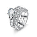 Bague Couple Mariage Argent 925 — Zircon Brillant, Anniversaire & Fiçailles