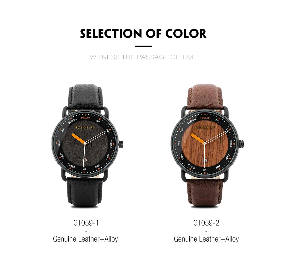BOBO BIRD Montre Homme Bois Quartz — Casual, Cadeau Unique, Livraison Directe