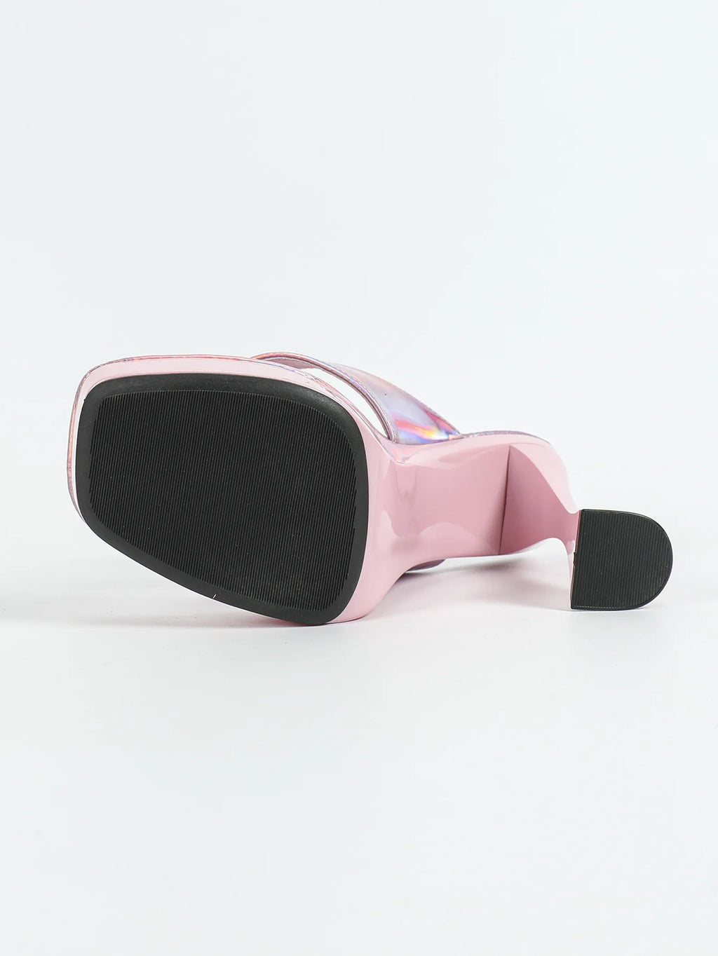 Mules Talon Carré 12cm Femme Été — Semelle Épaisse, Bout Pince, Slides Outdoor