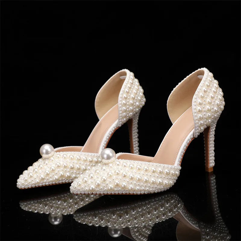 Escarpins Femme Luxe Perles Intégrales — Bout Pointu, Talon Fin, Mariage & Prom