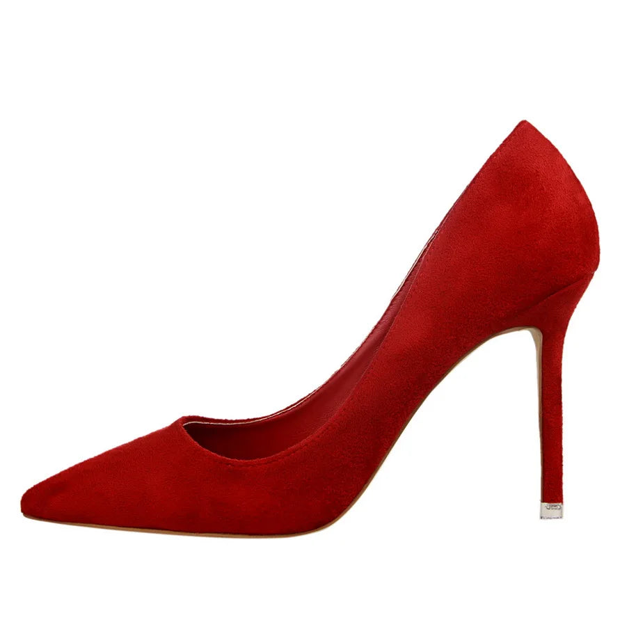 Escarpins Femme 9cm Jaune Bordeaux — Suède, Grande Taille, Mariage Prom