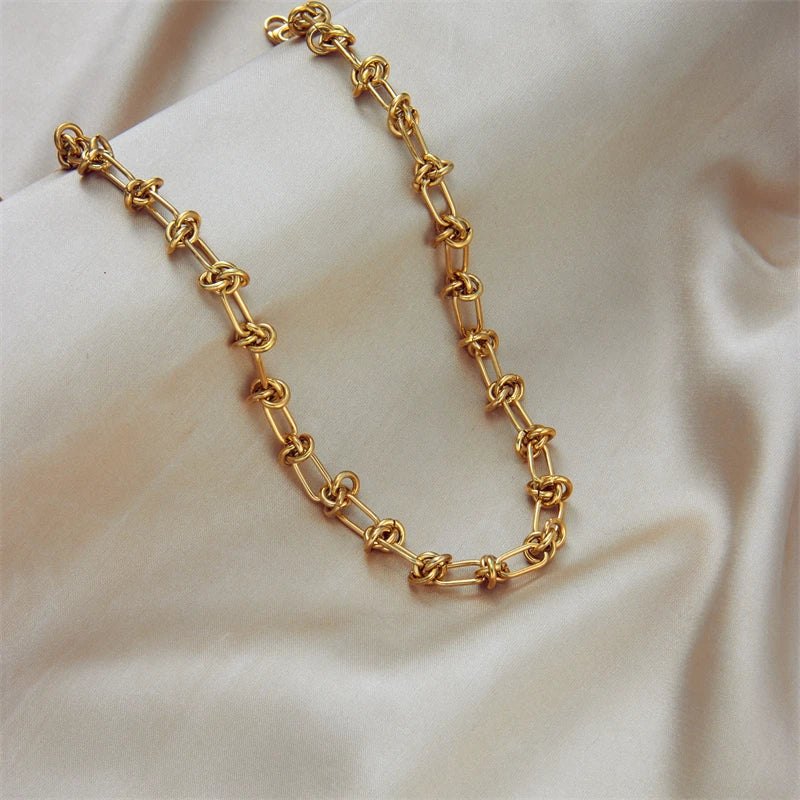 DIEYURO Parure Collier & Bracelet Nœud Torsadé Acier 316L — Or & Argent, Anti-Ternissement