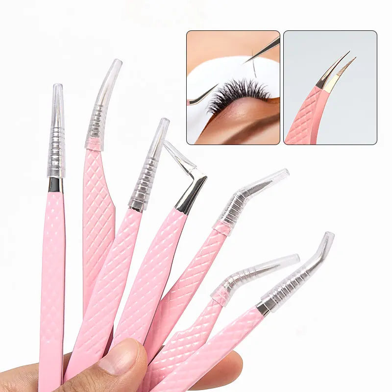 Pince à Cils Extension Fibre Acier Inoxydable — Outil Maquillage Précision