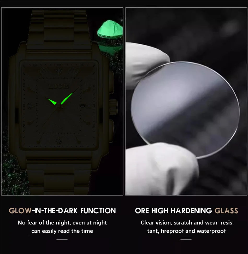 LIGE Montre Homme Business Chronographe — Acier Inoxydable, Étanche, Élégante