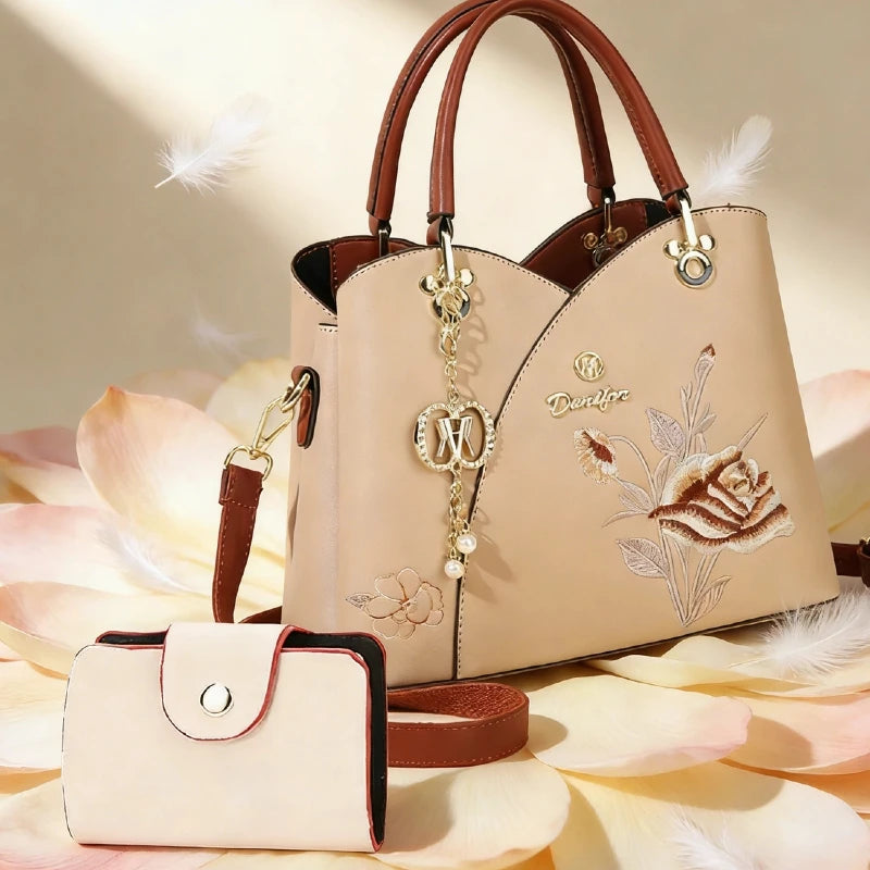 Sac Tote Bag Brodé Œillet – Cadeau Fête des Mères & Anniversaire Maman