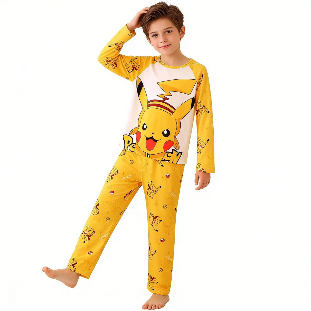 Pyjama Enfant Pikachu Pokémon — Manches Longues, Doux & Confortable, Garçon & Fille