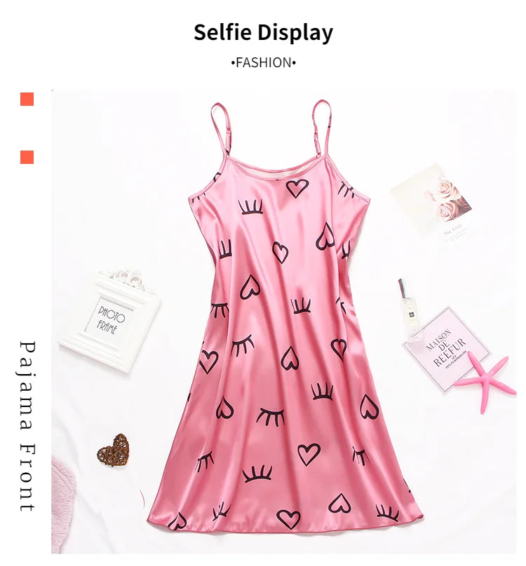 Lingerie Femme Babydoll Nuisette Imprimée — Sans Manches, Sexy, Pyjama Chemise