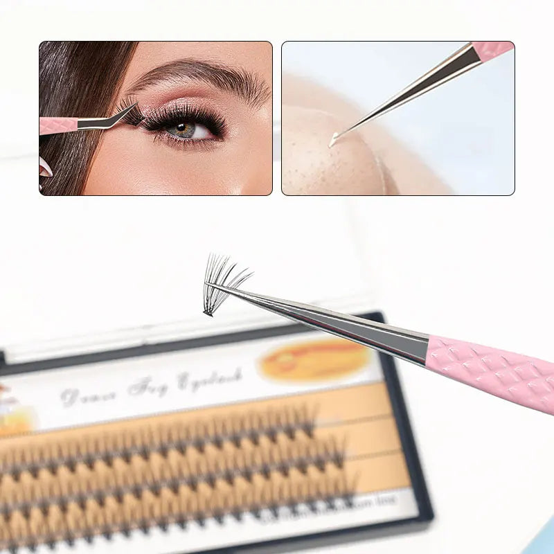 Pince à Cils Extension Fibre Acier Inoxydable — Outil Maquillage Précision